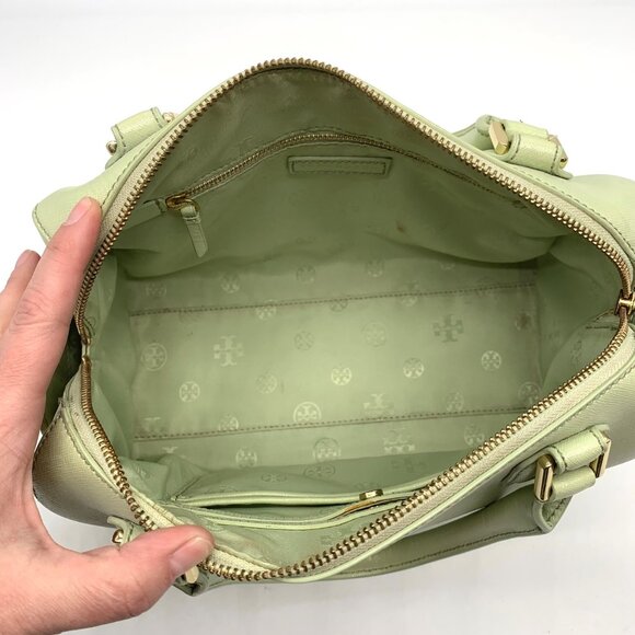 Tory Burch Robinson Middy Mint Julep Green Saffiano Leather Satchel - Picture 11 of 12